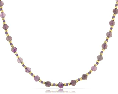 Made by Nami Bunte Perlenkette Damen aus Natursteinen 40 + 5 cm Halskette Damen Boho Schmuck Wasserfest & Hypoallergen Festival Schmuck