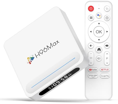 LEFFOT Android 14.0 TV Box 2025, H618 Plus 8K Ultra HD Boitier TV Android, 4GB RAM 128GB ROM, Boitier Android with Contrôle Vocal, 2.4G/5G WiFi 6, BT 5.4, HDR 10, Allwinner H618 Quad Core A53