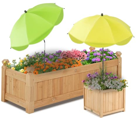 YumSur Parapluies de plantes améliorés pour plantes d'extérieur, parapluie réglable, petit parapluie de terrasse, housse d'ombrage pour plantes, plantes en pot, lits de jardin, 2 couleurs., 23.6