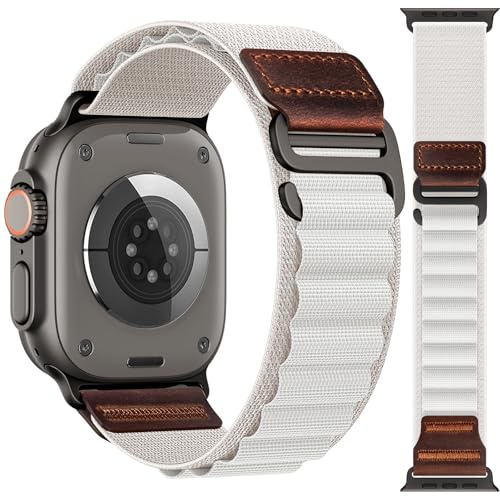 Cigamoka Alpine Loop en Cuir Compatible avec Bracelet Apple Watch Ultra 3 2 Ultra, Series SE 3 2 SE 11 10 9 8 7 6 5 4, Nylon Sport Bracelets pour iWatch 49mm 46mm 45mm 44mm Femmes Hommes