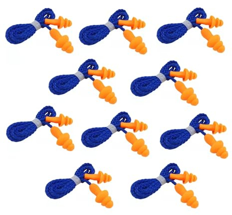 Xuamaea 10-Pack Corded Silicone Ear Plugs – Reusable Noise Cancelling Earbuds with Lanyard for Sleeping, Studying & Hearing Protection