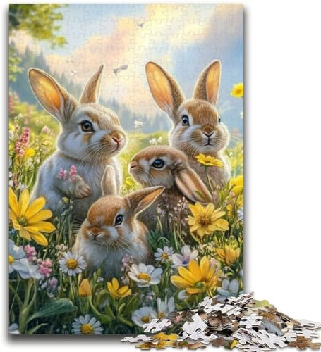 Puzzle für Teenager, 1000 Teile, Kaninchen im Garten, Spielzeug, Lernspiele, Stressabbau, tolle Geschenke und Spielzeuge, 50x75cm