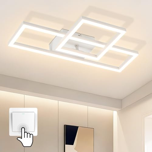 meoaow Deckenleuchte LED Deckenlampe Küche - 20W Modern Küchenlampe | Weiß Design 293° Drehbar Flurlampe 3000K Warmweiß Schlafzimmerlampe Eckig Deckenbeleuchtung für Schlafzimmer Büro Esszimmer