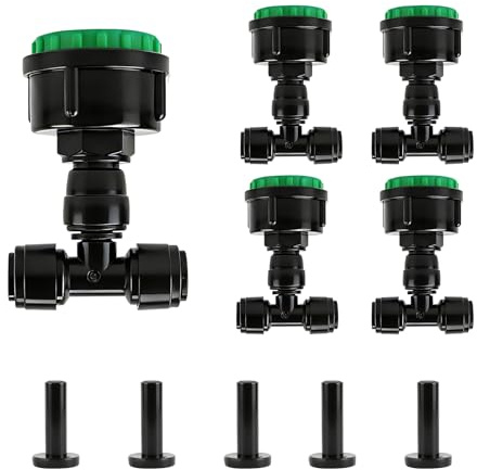 Kalolary 5 PCS 2-en-1 Raccord de Robinet à 2 Voies, 1/2 et 3/4 vers Tuyau 1/4, Connecteur de Robinet de Jardin, Raccord Rapide pour Système d’Irrigation Goutte à Goutte