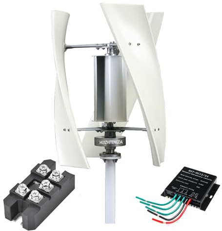 HUIZHITENGDA 24v, Kit Generatore Eolico Verticale Silenzioso per Casa e Giardino da 16000W, Turbina Eolica Verticale a Tre Fasi AC Piccola Maglev 12V-220V con Controller MPPT