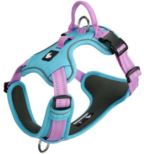 Anti-Zug-Hundegeschirr für Labrador Retriever mit Griff, verstellbarem, reflektierendem Westen-Design, atmungsaktivem und weichem Mesh-Gewebe sowie Leinenverschlüssen vorne und hinten. Blue XL