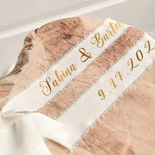 Benutzerdefiniertes Namens-/Datums-Brautstraußband, Personalisiertes Brautblumen-Wickelband, Chiffonband, Blumenstrauß, Brautjungfern-Antrag, Geschenk, Junggesellenabschied, Dekorieren