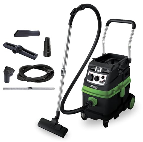 Ribimex Aspiratore Solidi e Liquidi Aspirix Serie Pro Classe M, Bidone Aspiratutto Professionale da 40 L, Filtro HEPA, 1600 W, Presa Elettroutensili e Funzione Pneumatica, Accessori Inclusi - PRASP40M