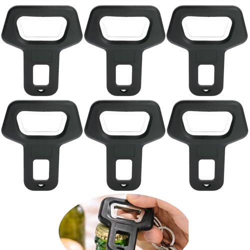 6 piezas Abrebotellas, abridor de chapas compacto de metal, accesorio portátil para coche y ayudante de cocina para hogar, camping y viaje, negro