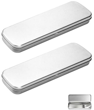 ZAMXHUG 2 Piezas Juego de Cubiertos de Viaje con Estuche Cubiertos de Acero inoxidable Portátil Juego de Vajilla de Viaje Juego de Utensilios Reutilizables para Oficina Escuela Picnic Camping