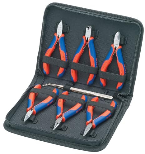 KNIPEX 7-teiliges Werkzeugset in Reißverschlusstasche, Rot