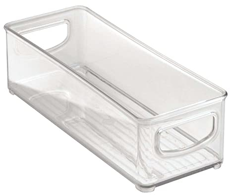 iDesign Organizador de nevera, contenedor de almacenamiento apilable con asas, pequeño organizador de cajones transparente sin BPA para cocina, nevera y nevera, práctica organización para la cocina