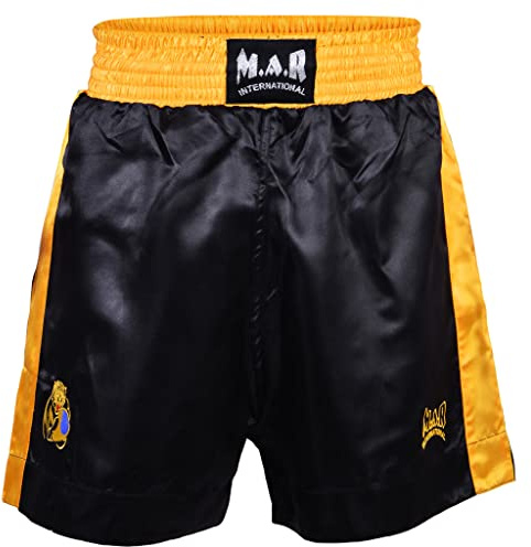MAR INTERNATIONAL Boxing Shorts for Men & Women | Training & Sparring Shorts for Boxing, Kickboxing, Muay Thai, MMA | Lightweight Polyester Satin Fabric | Elastic Waist | Adult Sizes S to XL (Small)