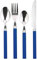 RB RENBERG RB RENBERG Funny Blue - Juego De Cubiertos 24 piezas de Acero Inoxidable - 6 Cucharas - 6 Tenedores - 6 Cuchillos - 6 Cucharas De Té - Acabado Tumble - Color Azul