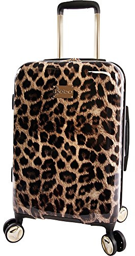 BEBE Women's Adriana 21 Hardside Carry-on Spinner Luggage,Telescoping Handles, Leopard, One Size