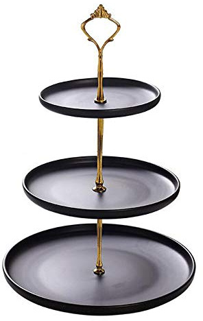 Moderner 3 Stöckig Obst Etagere, Keramik Schwarz Küchenampel Für Mehr Platz Auf Der Arbeitsplatte, Kitchen Craft, 15 X 20 X 25 X 37 Cm,Gold