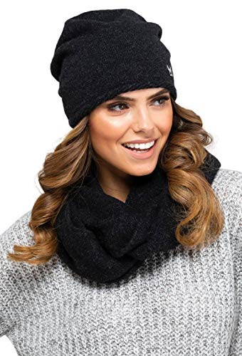 Kamea Winterset für Damen Anna 2-Teilig bestehend aus Loop-Schal und Wintermütze, Beanie, Damenschal als Winter-Schal, hergestellt in EU