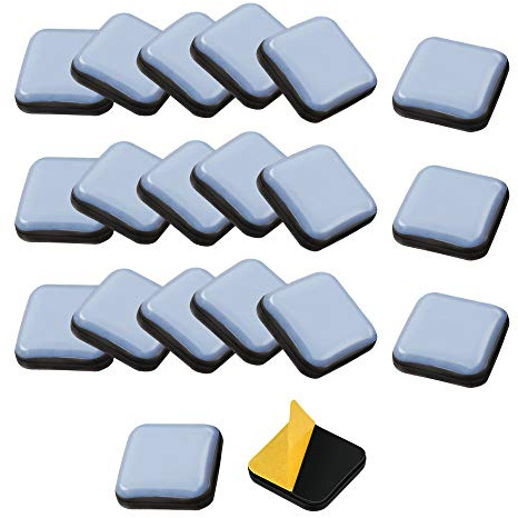 TANCUDER 20 PCS Patins Glisseurs pour Meubles Auto-adhésifs Patins en Téflon pour Meubles Carrés Patin de Chaise en Teflon 25 * 25mm Patin Glisseur pour Chaise, Canapé, Bureau, Table, Fauteuil