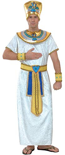 Ciao -Ramses Farao Egyptiska maskeradkostym för män (vuxen, vit, blå, guld, 16148.XL