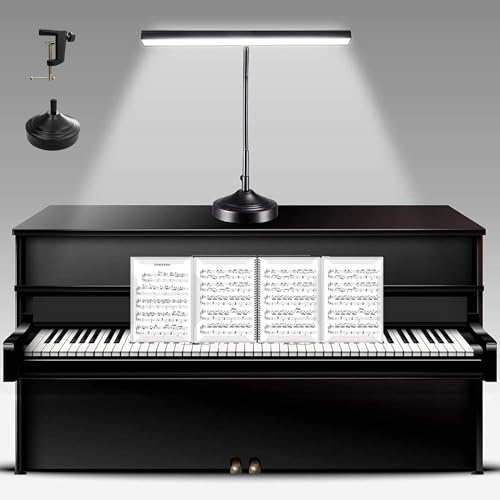 NovoLido Lampada da Scrivania a LED, 2-in-1 Lampada Pianoforte con Base e Morsetto, Protezione Degli Occhi, Braccio Flessibile a 360 °, 3 Modalità Colore, 30 Livelli di Luminosità