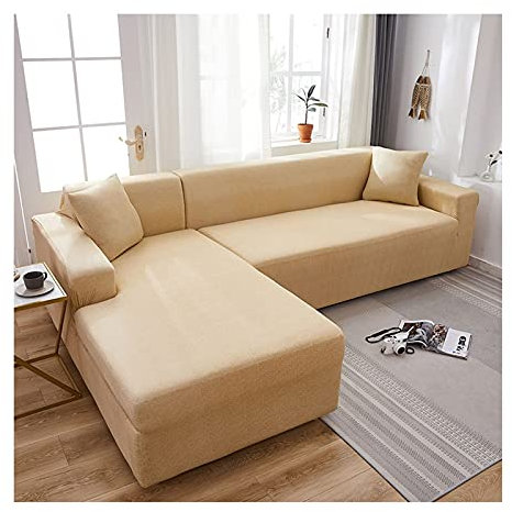 AMDXD Sofabezug 1 Sitzer, Einfarbig Sofa Stretchhusse für Wohnzimmer, in Polyester, Anti-Rutsch, Elastischer, Beige Gelb