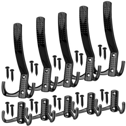 Stahlia Garderobenhaken Kleiderhaken Garderobe (10 Stück) SCHWARZ Metallhaken Haken zum Schrauben Haken für Garderobe Handtuchaufhänger