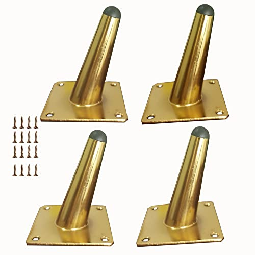 Mimhooy 10cm Gold Tapered Furniture Legs Angled Set of 4 for Sofa Cabinet Dresser