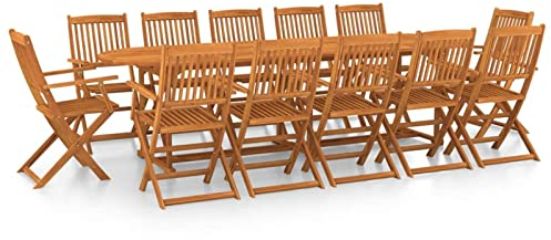 Festnight Gartenmöbel Set Holz Klappbar Gartentisch Set mit 12 Stühlen Garten Sitzgruppe 12 Personen Essgruppe Terrassenmöbel Klappstuhl Sitzgarnitur Gartengarnitur Massivholz