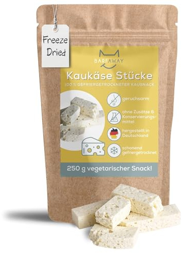 BARFAWAY Kaukäse Stücke, gefriergetrockneter vegetarischer Kausnack für Hunde, allergikerfreundlich, 100% natürlich ohne Zusätze, Deutsche Herstellung, geruchsneutral, 250 g