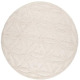 Wecon Home Shake gewebter Outdoor-Teppich, 200 cm rund, Creme beige | Teppich Indoor & Outdoor rund, wetterfest und farbecht mit Ornament für Balkon, Terrasse, Garten, Küche, Flur