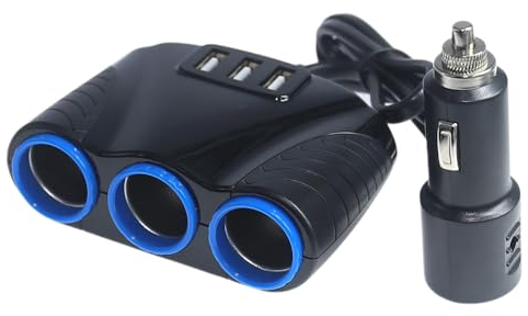 12V/24V KFZ Ladegerät Adapter mit 3 USB Steckdose 3 Fach 120W Auto Zigarettenanzünder Verteiler