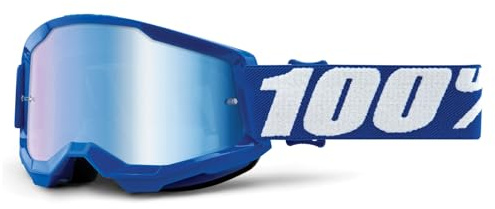 100% Strata 2 Youth MX Offroad Schutzbrille, Blau mit Rot/Blau verspiegelte Gläser
