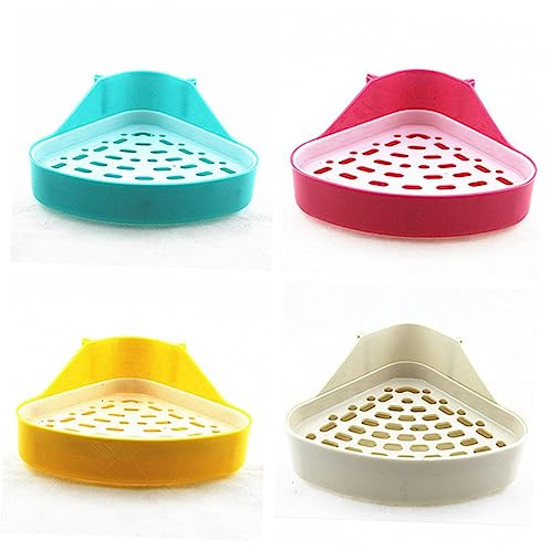 POPETPOP Dreieckige Kleintier Toilette Doppel Lagig aus Kunststoff Platzsparend für Kaninchenbabys Hamster Chinchilla Meerschweinchen Frettchen Zufällige Farbe Zufälliger Stil