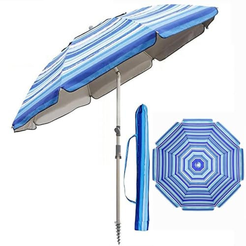 ZYBOWAYL Ombrellone Inclinabile 220cm, Protezione UV, Ombrellone da Spiaggia Portatile con Borsa, Ombrellone da Giardino Leggero, 8 Costole, per Esterno, Spiaggia, Balcone, Mare