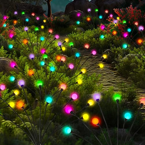 PATIOPIA Luci solari da giardino, decorazione natalizia, 80 luci solari a lucciola, luci oscillanti solari nel vento, per la decorazione di cortile, terrazza, sentiero (confezione da 8)