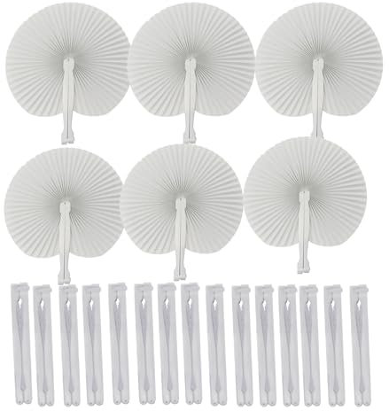 AolKee 40 pezzi ventagli matrimonio, ventagli bianchi matrimonio, appassionati di carta, decorazioni di nozze, per matrimoni, decorazioni per feste, decorazione fai da te, ventagli bianchi