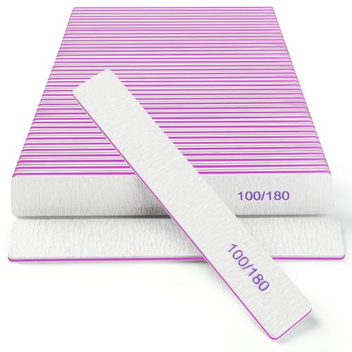 Ekrnlyi Nail Files (30 Pack), 100/180 Grit Double Sided Emery Boards for Natural & Acrylic Nails, Reusable Manicure for Women & Men, Professional Fingernail Filer & Lima de Uñas for Salon & Home Use