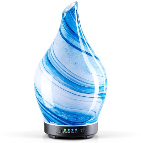 Porseme Oil Diffusers 150ml,Handmade Ultrasonic Essential Oil Diffuser,7 Colors Changing Humidifier,Electric Diffuser with Timer,Quiet Mist Aromatherapy Diffuser,Air Fresheners for Home(Blue Ink)