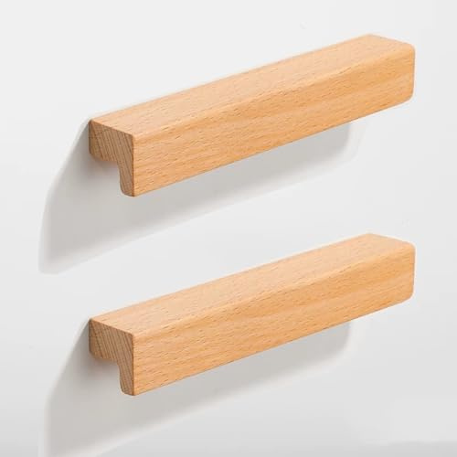 SYZOW 6 Stück Möbelgriffe, Schrankgriffe Holz, Lochabstand 128mm Holz Griffe Möbel