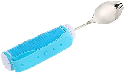 FRCOLOR Löffel aus Edelstahl und Tragbares Besteck für Senioren Löffel mit Schlaufe für Menschen mit Behinderung Drehbarer für Sichere Anwendung