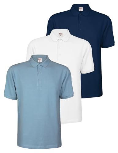 ALPIDEX Herr Pikétröja 3-Pack Kortärmad Bomull Shirt Män Skjorta Enfärgad S M L XL XXL 3XL 4XL 5XL, Storlek:XL, Färg:Water