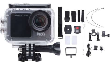 Fotocamera subacquea con doppio schermo 5K 24MP 170 ° grandangolare Telecomando wireless Modalità multiple Anti Shake Water Camera per esterni