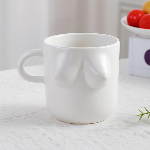 Bibykivn Taza de café de cerámica con asa - Taza 3D con forma de cuerpo humano, Taza de expreso artística y creativa, Taza de té decorativa única, Ideal para regalos y uso diario (B, Blanco)
