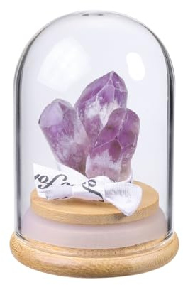 JSDDE Amas de Pierre Naturelle en Bocal en Verre Décoration Intérieurs Ornement Bouteille Souhaits avec Geode Pierre et Cristal Baguette Énergie Porte Bonheur Lithotherapie Cadeau Maison (Améthyste)