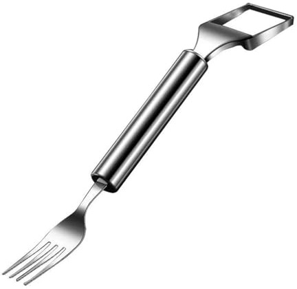 Stainless Steel Kitchen Fruit Cutting Fork 2 in 1 Watermelon Fork Cutter Fruit Slicers for Perfectly Cut Melons Cube Watermelon Cutter Stainless Steel Cutting Tool