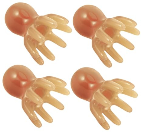 Masajeador de Pulpo para Cuero Cabelludo 4 Piezas de Resina | Diseño Creativo de 8 Patas, Uso en Casa y Oficina, Herramienta Manual para Cabeza y Cuerpo