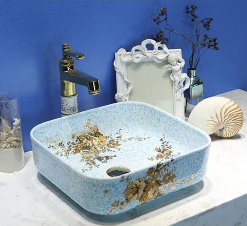 GLETSF Bathroom Sink, Countertop Basin Table Basin, Rectangle Ceramic Hand Washbasin, Home Bathroom Washbasin, Jingdezhen Art Washbasin, Bathroom Sinks,A. Sink Only