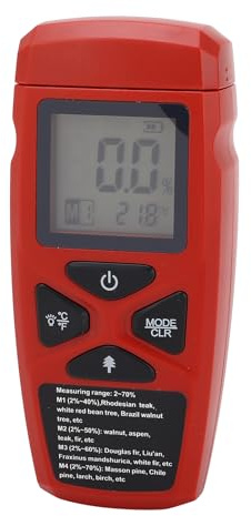 Asixxsix Misuratore di umidità del Legno, Rilevatore di umidità Digitale di Tipo Pin con Display LCD Retroilluminato per Test su Cartongesso e Legna Ardere