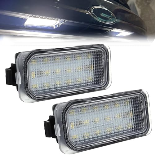 2Pcs LED License Plate Lights Compatible with Ford Mondeo MK5/Fiesta/Focus/Kuga/C-Max/Transit/Tourneo, Replacement for Jaguar XF XJ Rear Number Plate Bulb, Canbus 6000K Xenon White