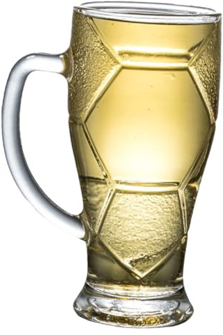 Homoyoyo Boccale da Birra in Vetro 600 Ml con Manico Trasparente per Birra e Bevande Fredde Riutilizzabile per Uso Domestico e Feste Mondiali di Calcio